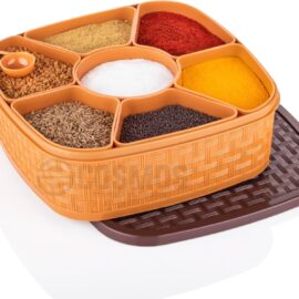 7 Section Masala Box, 700ml Masala Container For Kitchen, Multipurpose Masala&Rangoli box, Airtight Masala Storage Containr Spice Rack